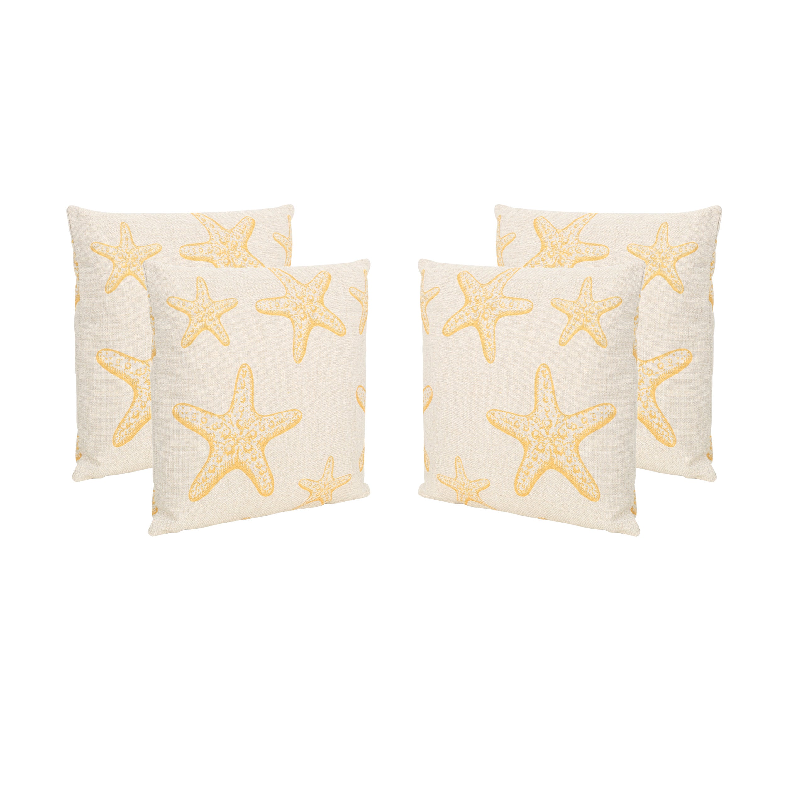 Zona Outdoor 18-inch Water Resistant Square Pillows, Orange on Beige