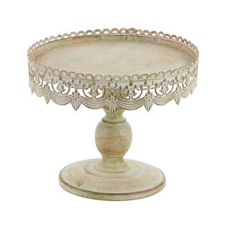 Litton Lane White Decorative Cake Stand with Lace Inspired Edge 68766