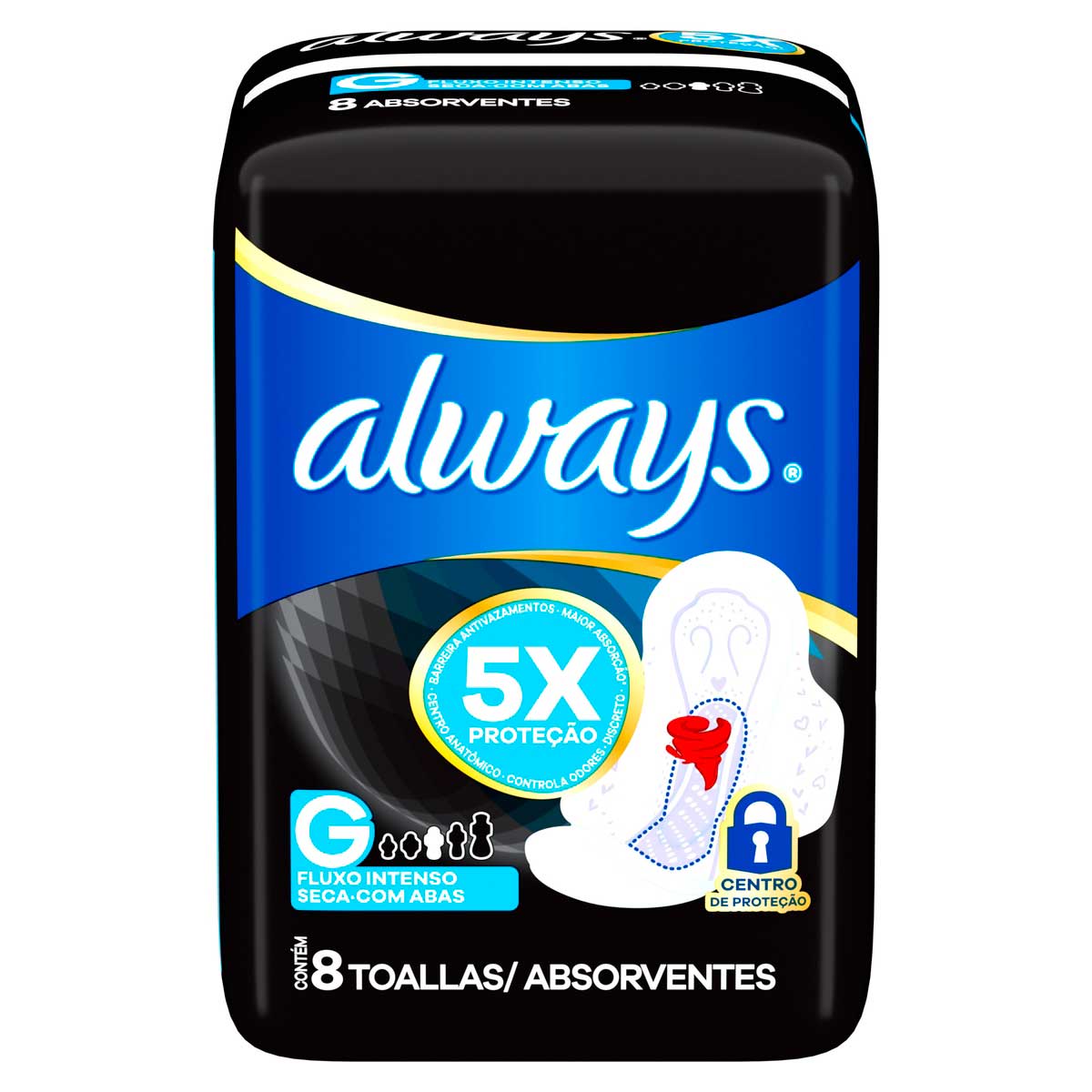 Absorvente Always Noturno G Seca com Abas 8 Unidades