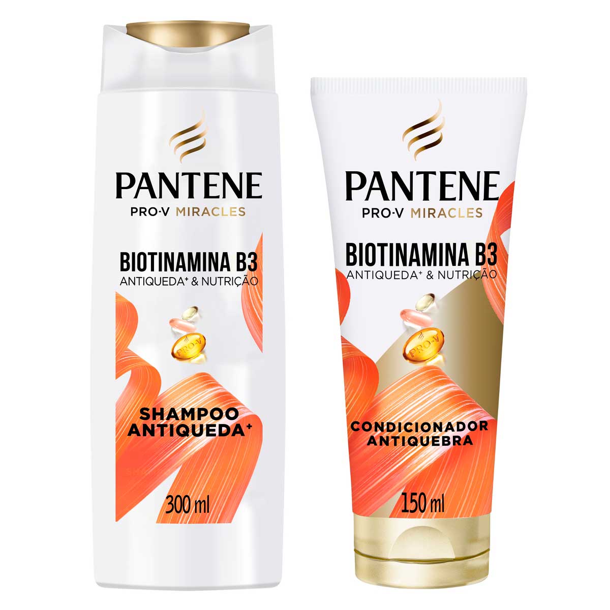 Kit Shampoo 300ml + Condicionador Antiquebra 150ml Pantene Biotinamina B3 Antiqueda & Nutricao