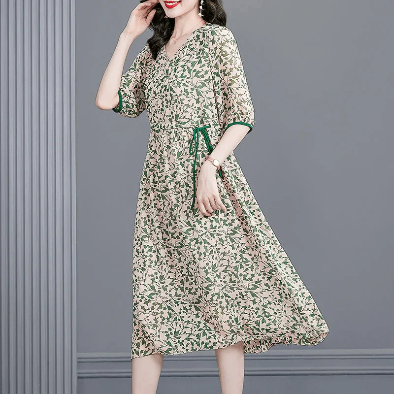 Vestido Floral Anastácia™ em Chiffon / O Vestido com Caimento Soltinho mais Elegante e Versátil de 2024!