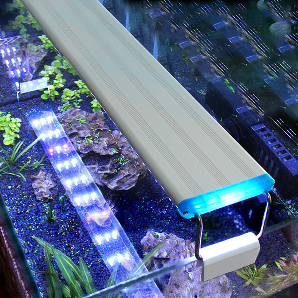 Tomshoo Aquarium LED Light 48cm/18.9in Fish Tank Light 5.12in Extendable Brackets White Blue LEDs for Freshwater Planted Tanks