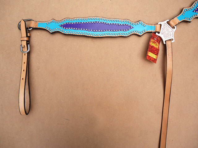 40BH Western Horse Breast Collar Tack American Leather Blue Hand Hilason