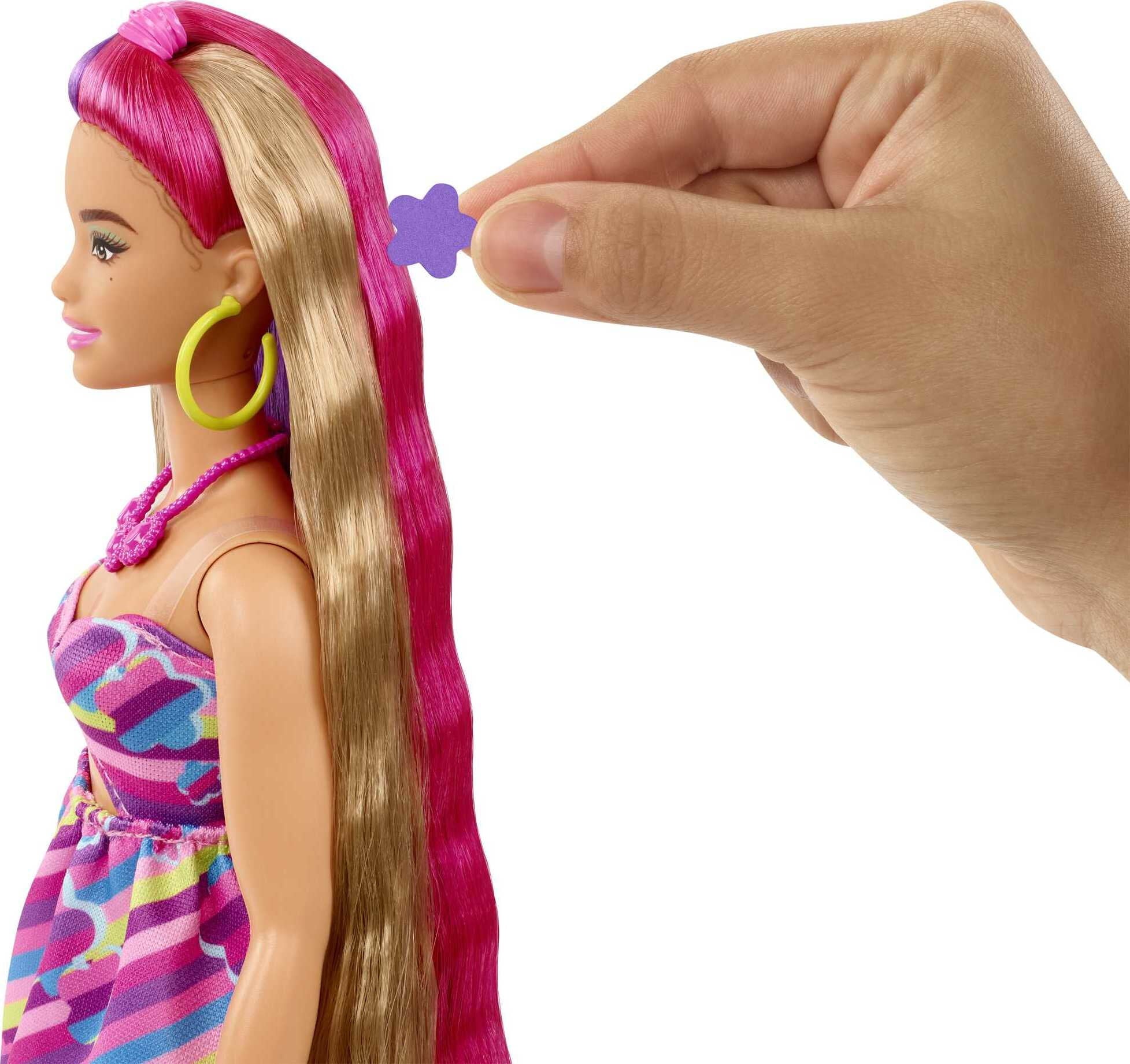 Barbie Totally Hair Fashion Doll with Flower Theme, Extra-Long Hair & 15 Styling Accessories
