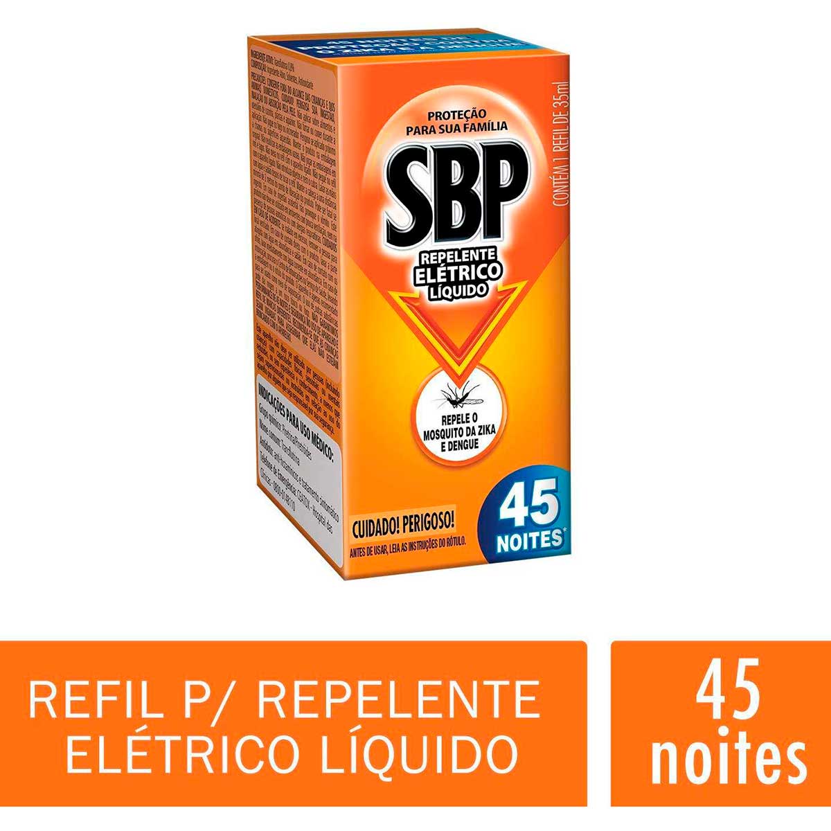 Repelente Eletrico Liquido SBP 45 noites Refil 1 unidade 35ml