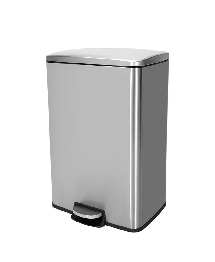 Mega Casa 13 Gal. 50 Liter Rectangular Stainless Steel Step-on Trash Can for Kitchen