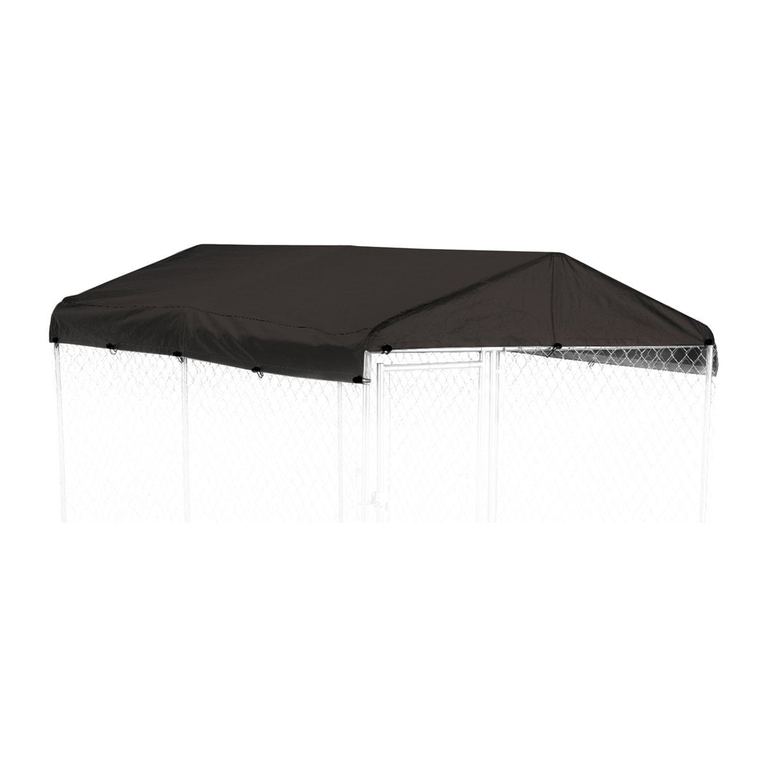 Lucky Dog WeatherGuard Outdoor Dog Kennel Roof Cover， Black， 10'L x 5'W x 1'H