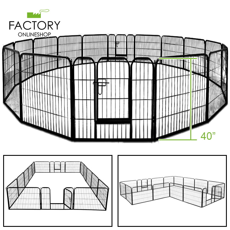 Geniqua 40 Inch 16 Panel Heavy Duty Metal Pet Dog Playpen Kennel Exercise Fence Cage