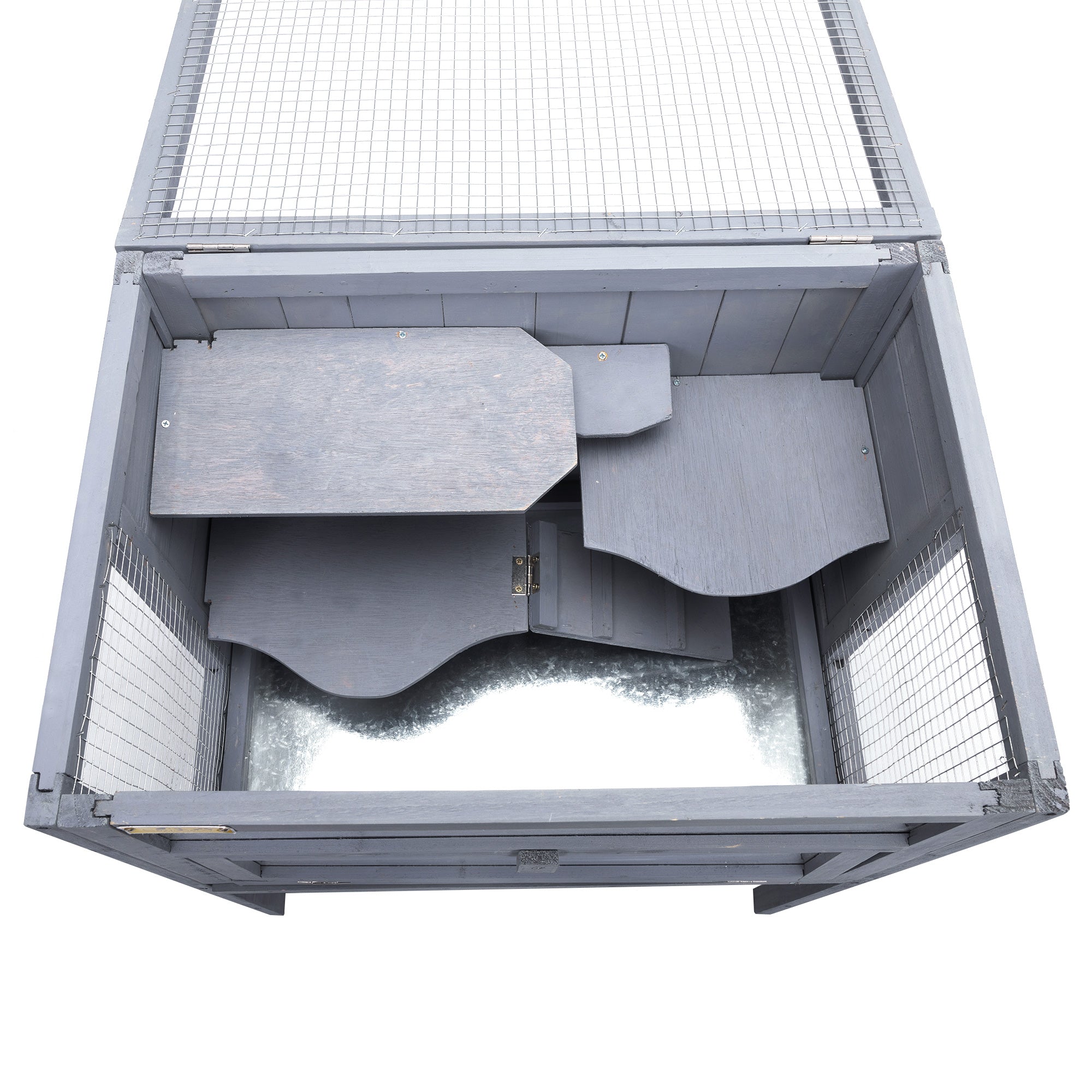 CoSoTower Hamster Wooden Cage with Pull Out Tray， Indoor/Outdoor Pet House for Small Animals， Transparent Acrylic Plate - Gray