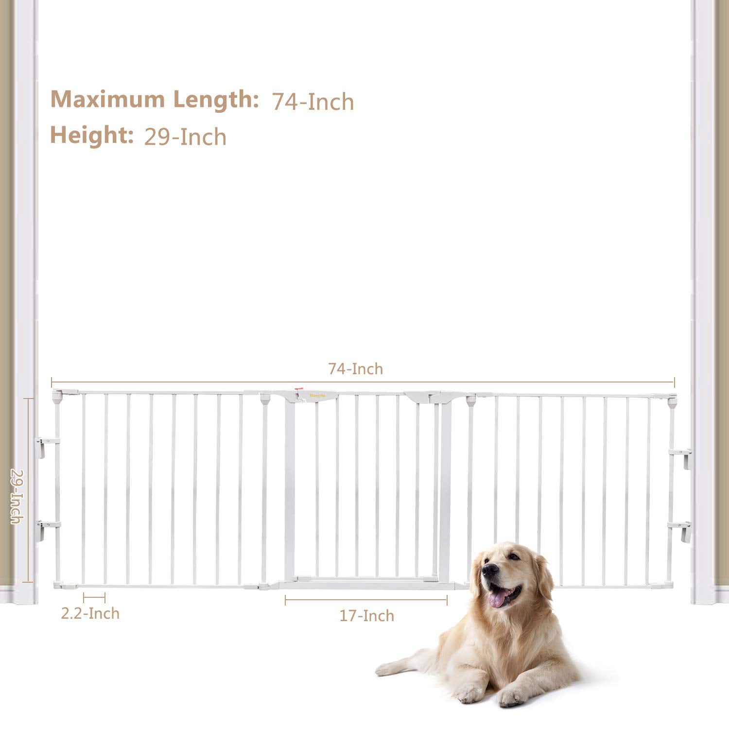 74-Inch Versatile Safety Gate Metal Baby Pet Gate Configurable Dog Barrier - Ideal for Wide Door Openings， Stairways， Doorways (25.39