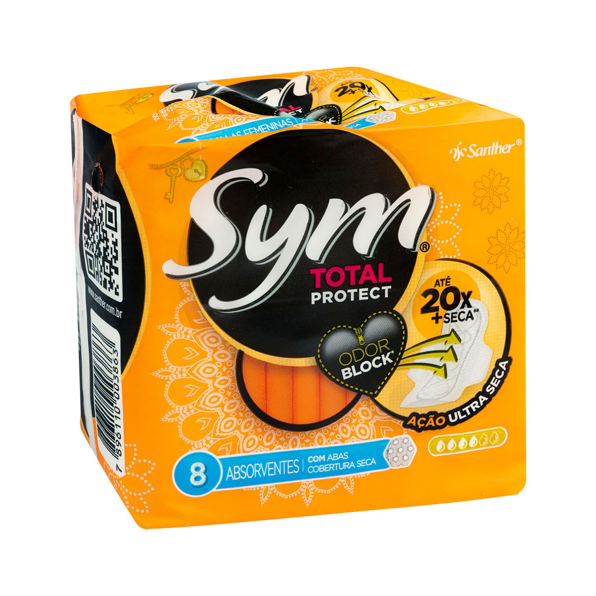 Absorvente Diario com Abas Seco Sym 8 unidades