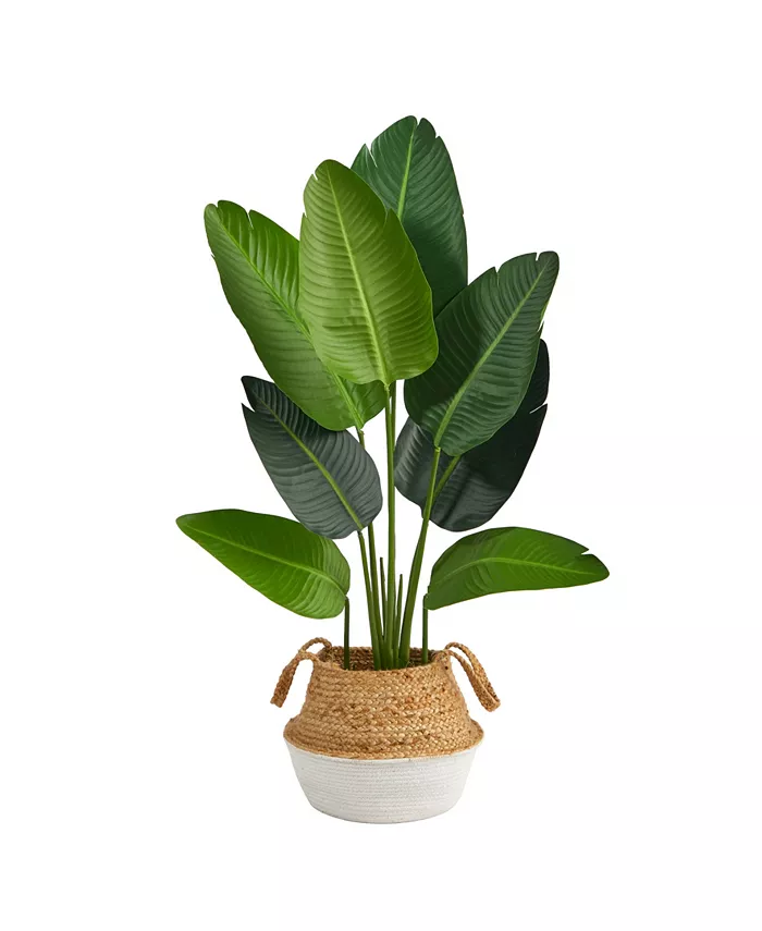 Nearly Natural 4' Travelers Palm Artificial Tree in Boho Chic Planter