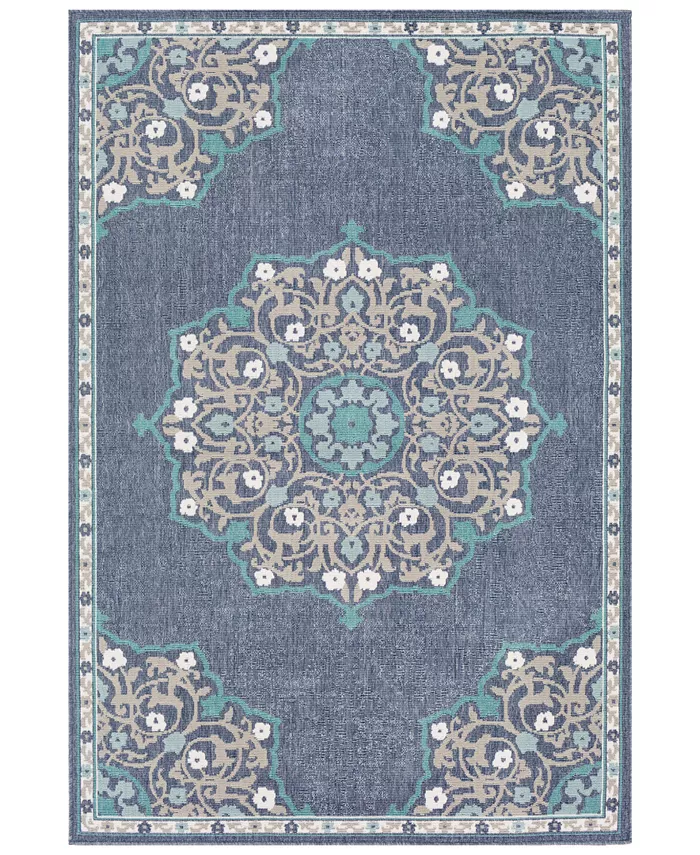 Surya Alfresco ALF-9678 Charcoal 6' x 9' Area Rug， Indoor Outdoor