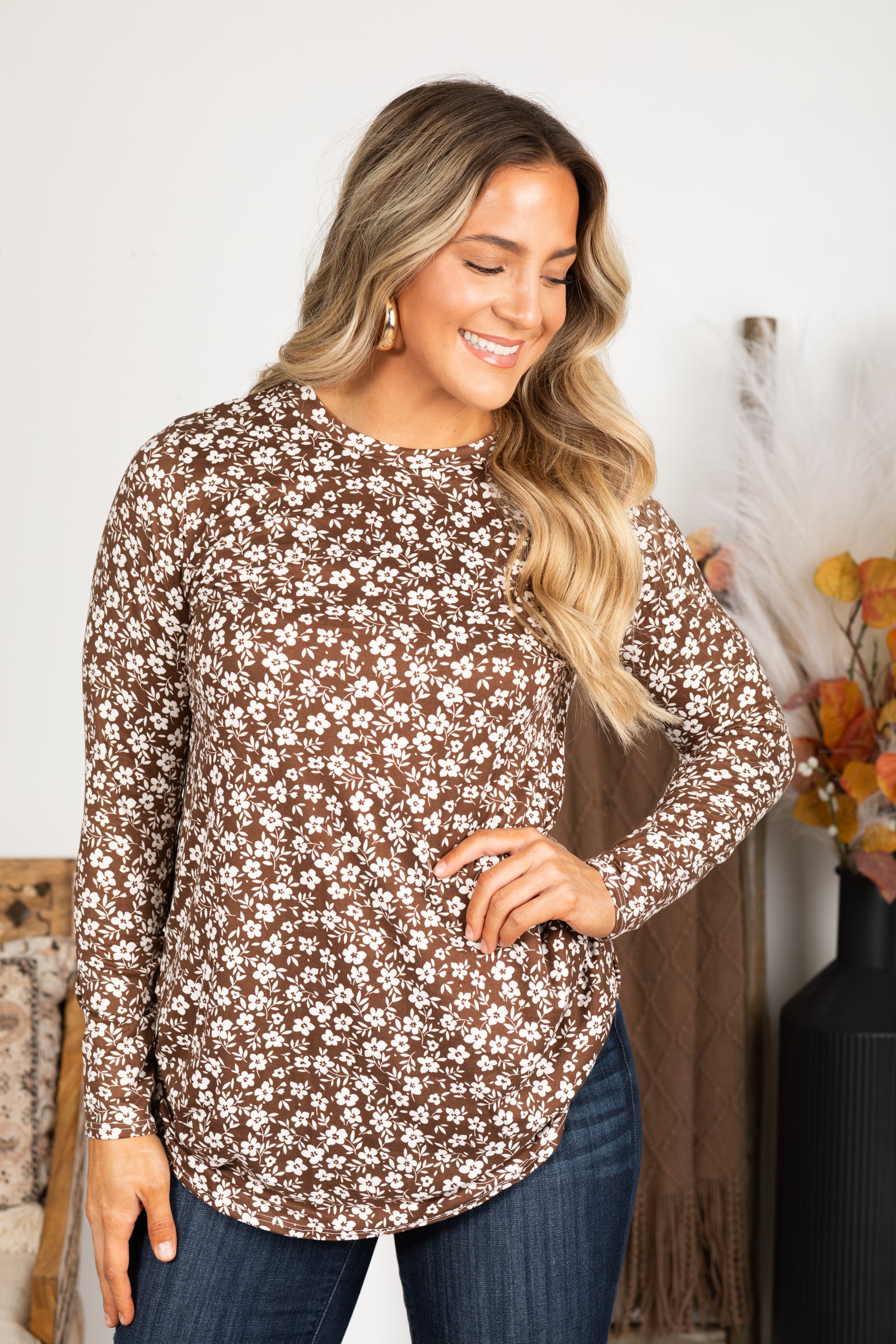 Floral Long Sleeve Knit Top