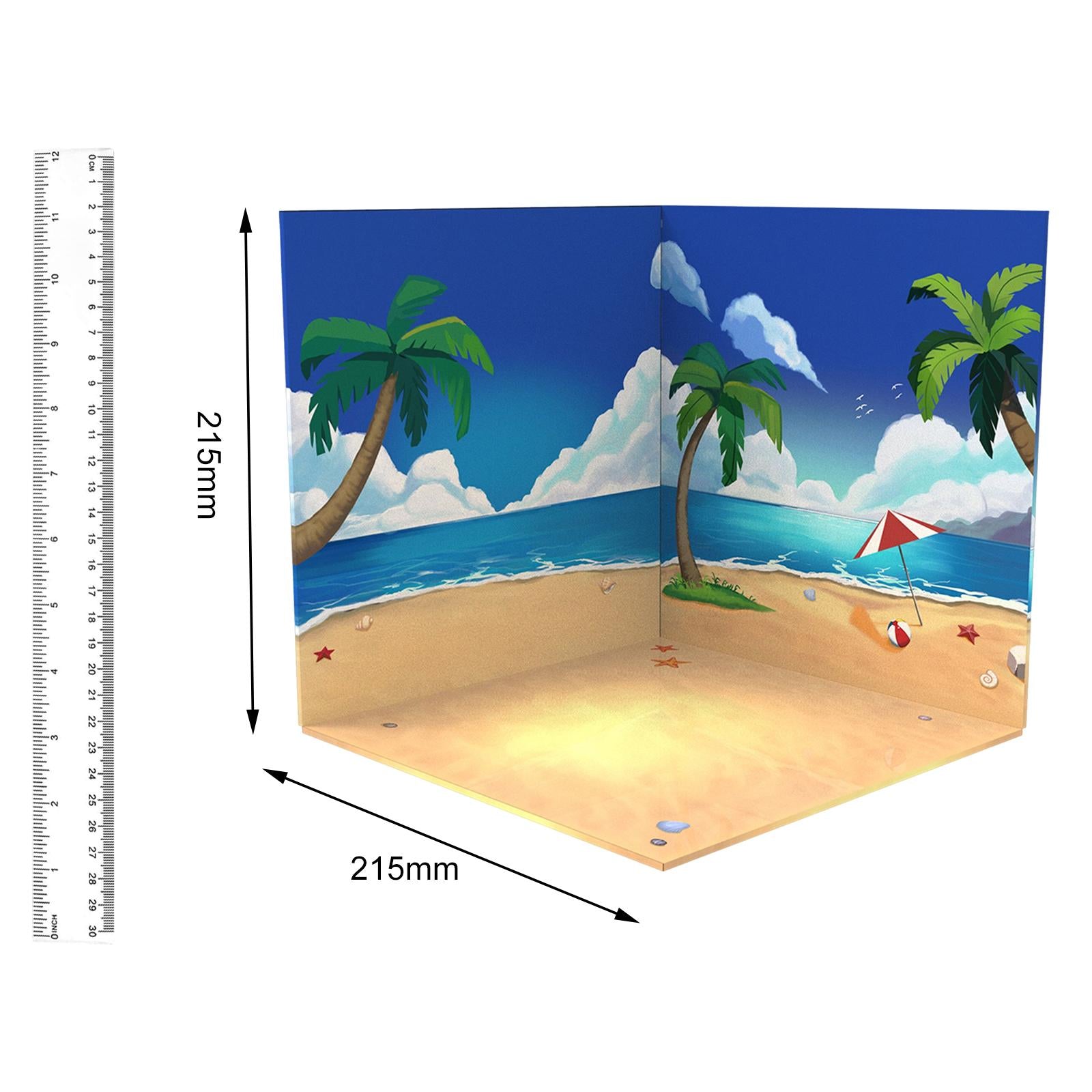 1/12 Backdrop Display Storage Collection Organizer Decoration for Action Figure Dolls， 1:12 Car Display Show Background Beach