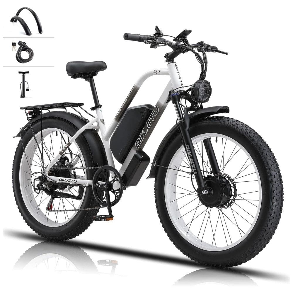 Bicicleta Elétrica QIKAITU Q7 2000W Duplo Motor, 48V 23Ah, Autonomia 96 km, Rodas 26