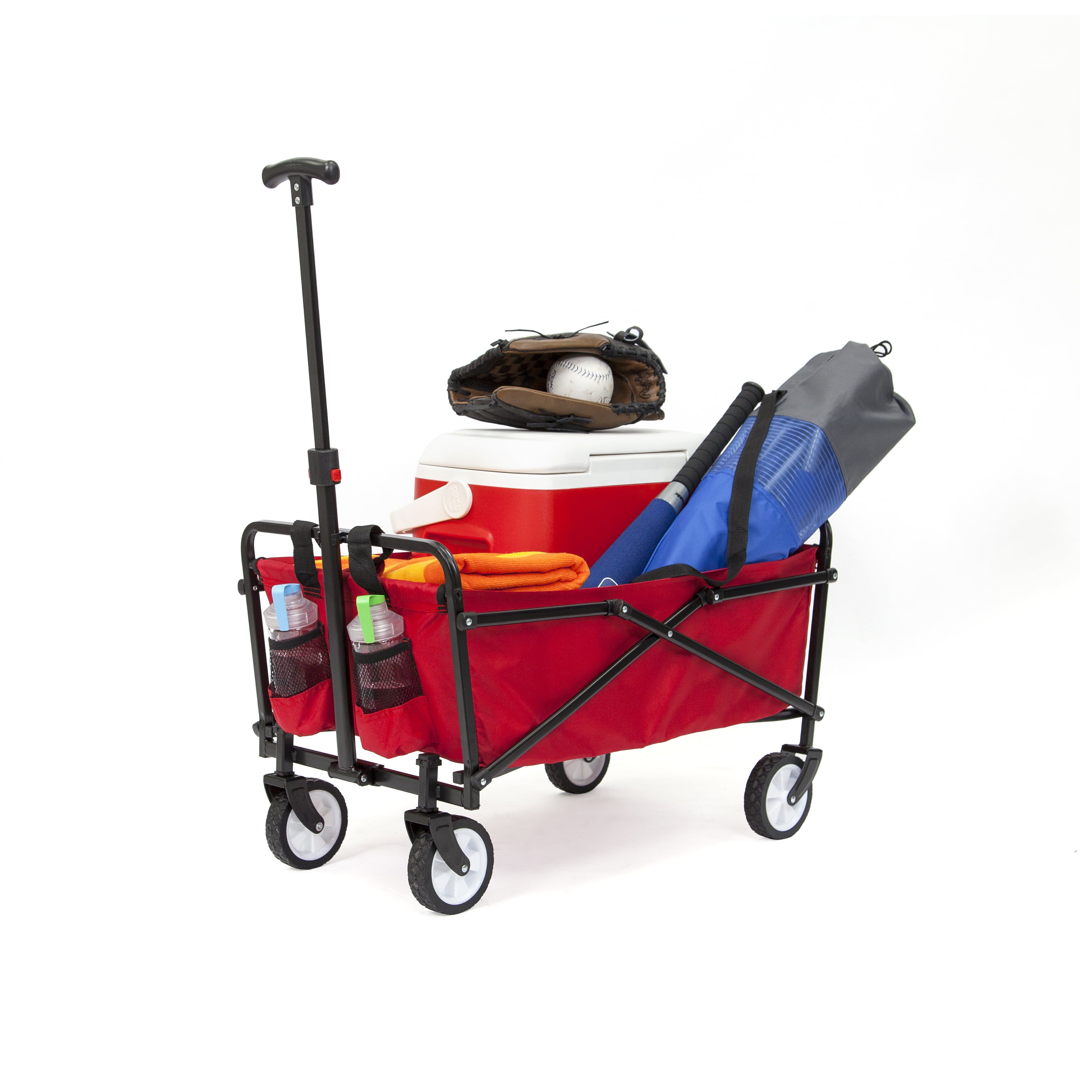 Seina Steel Compact Collapsible Folding Outdoor Portable Utility Cart， Red