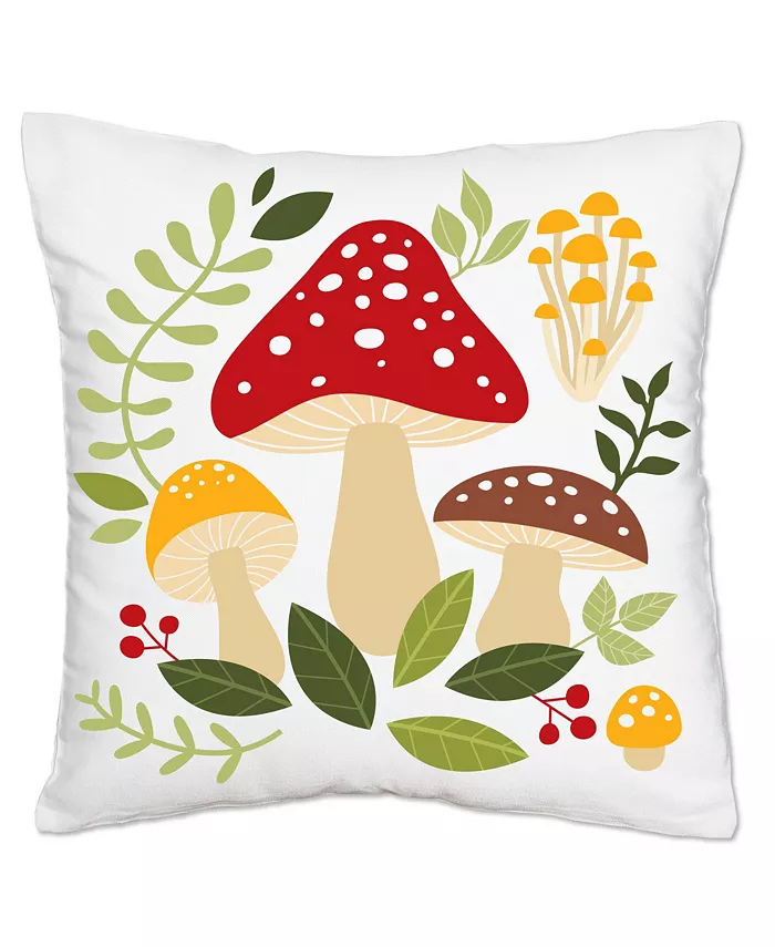 Big Dot of Happiness Wild Mushrooms Decor Party Home Decorative Canvas Throw Pillow Cover 16 x 16