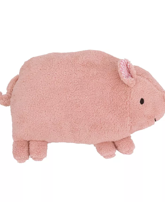 NoJo Plush Sherpa Pig Decorative Throw Pillow with 3D Ears Dimensional Tail， 16.3