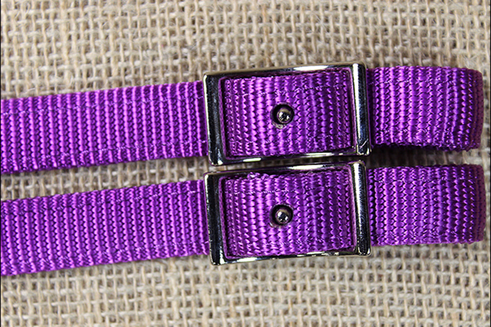 82AI 5/8In X 7Ft Hilason Purple Nylon Horse Spilt Contest Rein Tack Nickel Plated