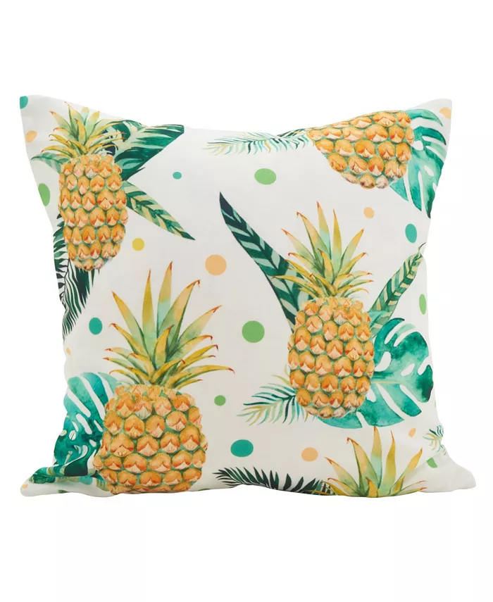 Saro Lifestyle Pineapple Polyester Filled Decorative Pillow， 18
