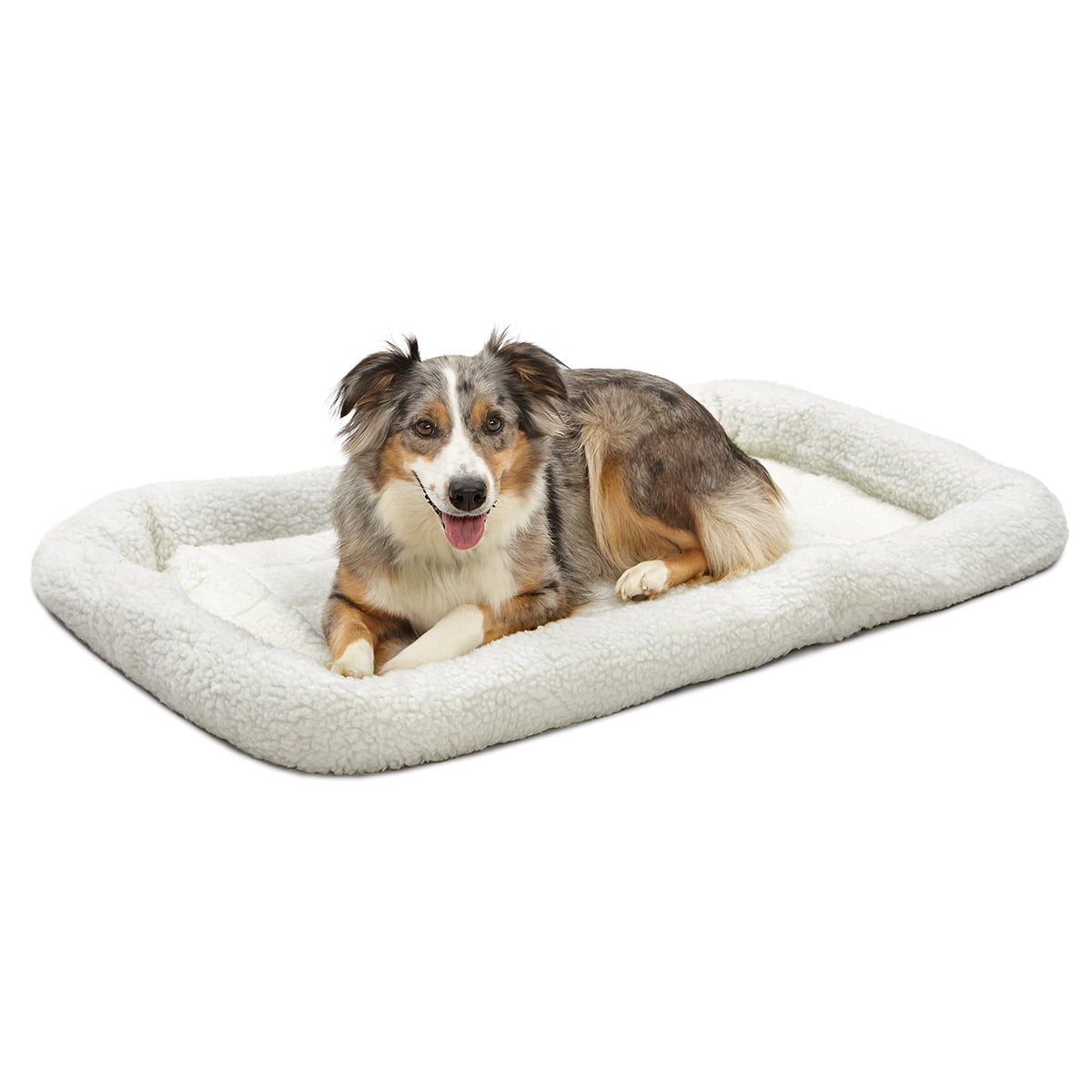 MidWest Deluxe QuietTime Bolster Pet Bed and Crate Mat， Fleece， 42