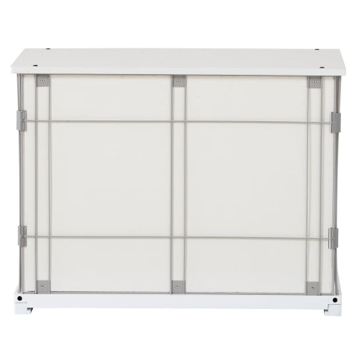 White Dog Crate， 34” Length Single Door Pet Dog House Cage with Movable Salver