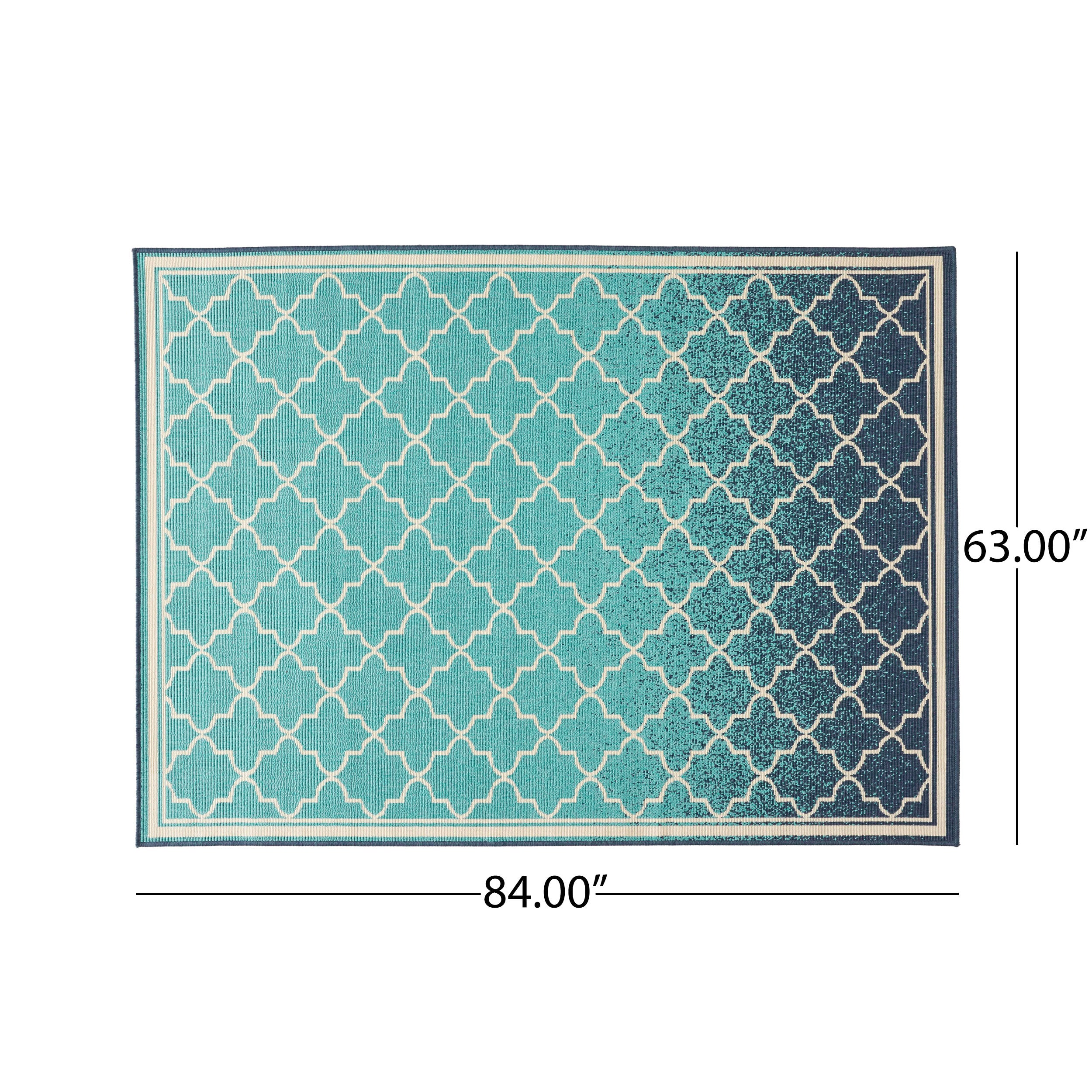Sweety Outdoor Ombre Area Rug, Blue and Ivory
