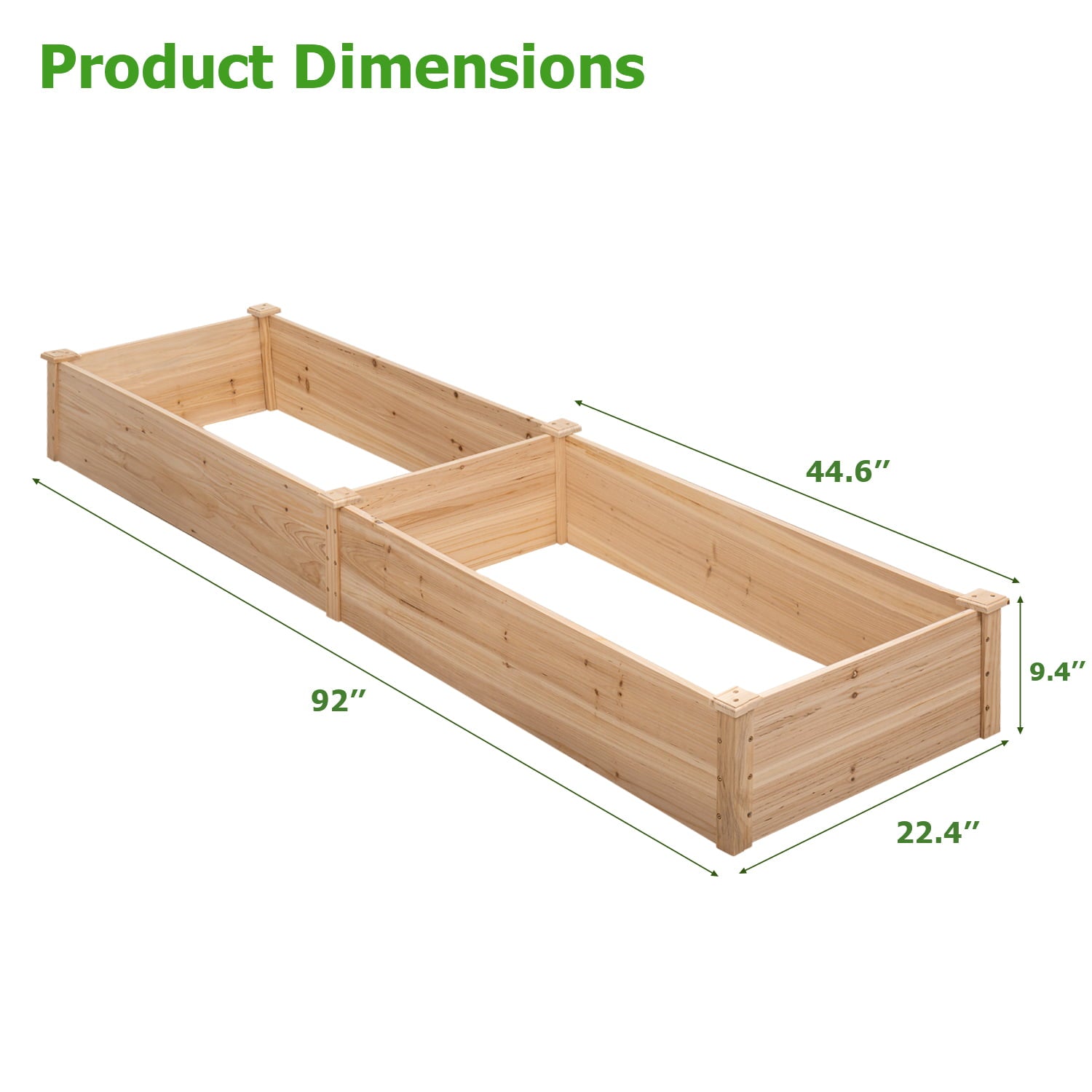 Lacoo Raised Garden Bed 92x22x9in Divisible Wooden Planter Box Outdoor Patio Elevated Garden Box Kit to Grow Flower, Fruits, Herbs and Vegetables for Backyard, Patio, Balcony - Natural