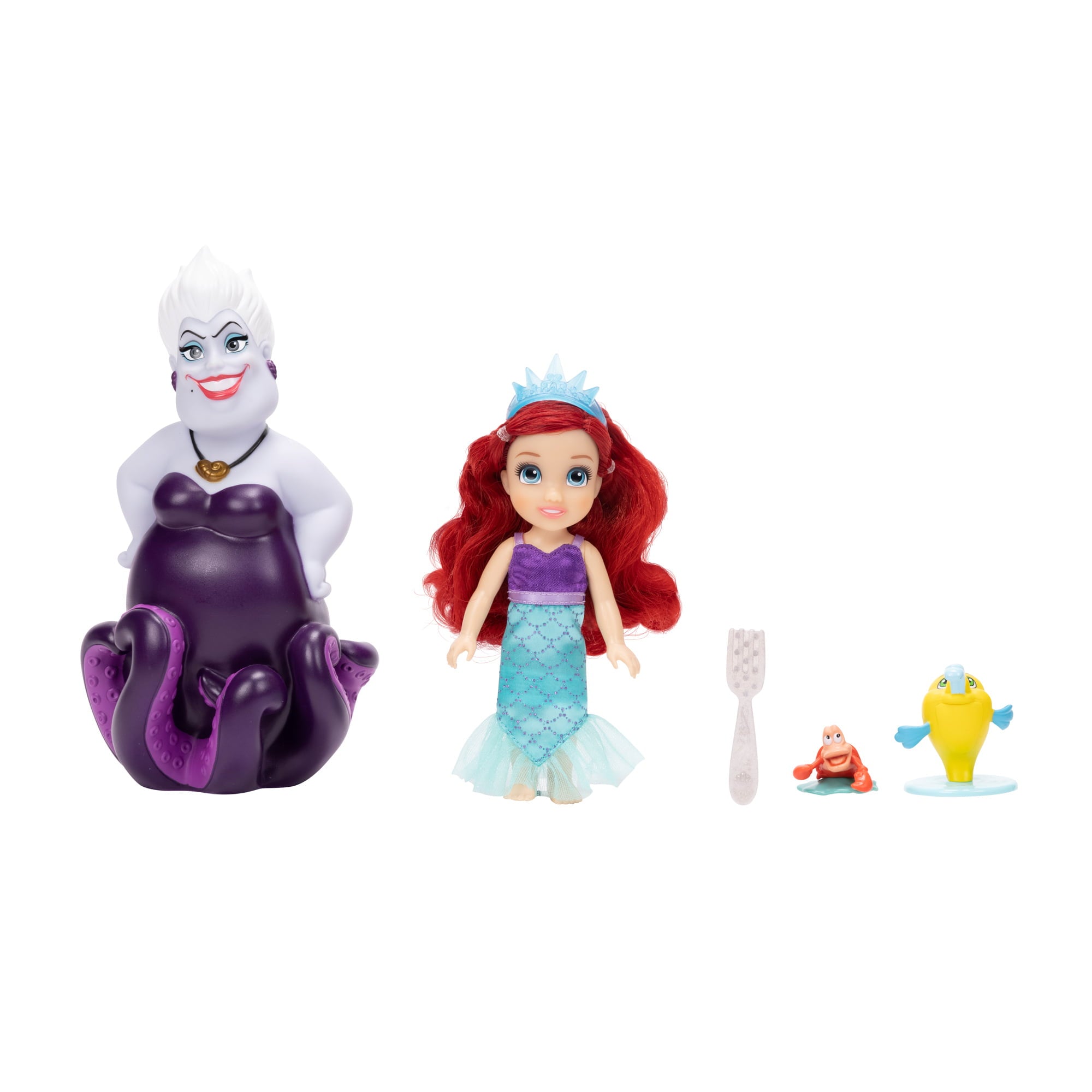 Disney Princess the Little Mermaid Ariel and Ursula 6 inch Fashion Doll Gift Set with Flounder and Sabastian