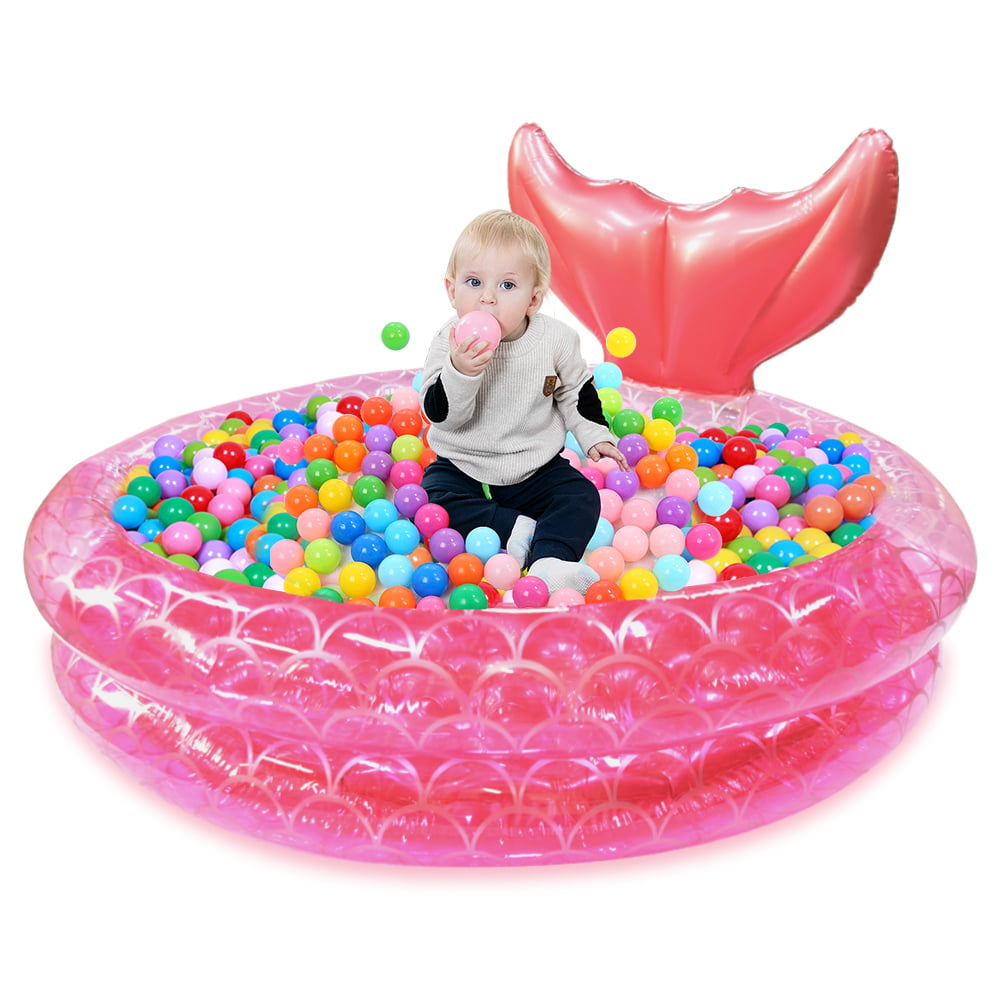 AXOMRFC Mermaid Inflatable Pool， Above the Ground Pool， Mermaid Swimming Pool for Kids， Toddlers， Babies， Round， Pink