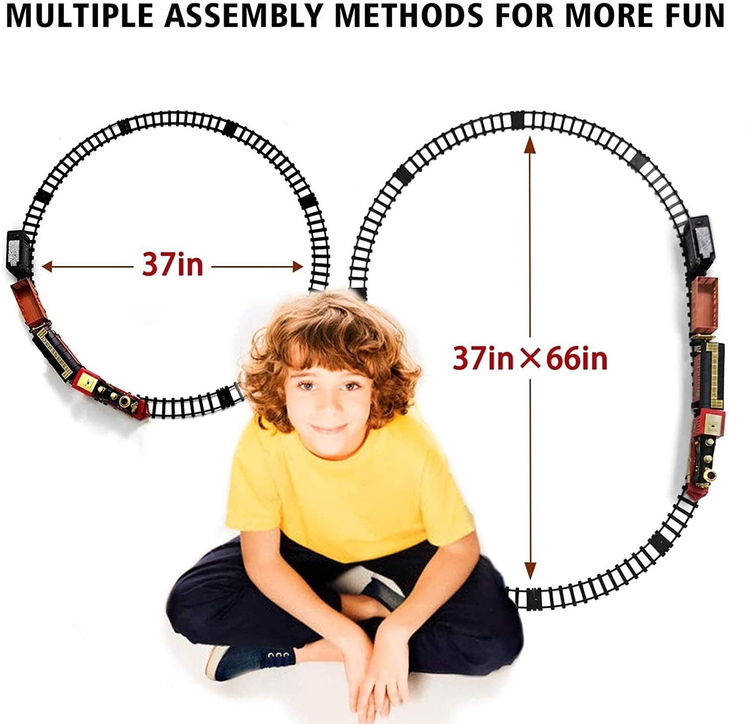 Hot Bee Train Set - Electric Train Toy for Boys Girls with Smokes， Lights and Sound Christmas Gifts for 3 4 5 6 7 8+ year old Kids