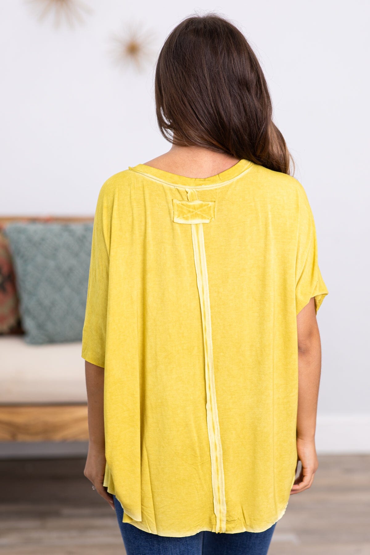 Light Olive Washed Dolman Sleeve Top