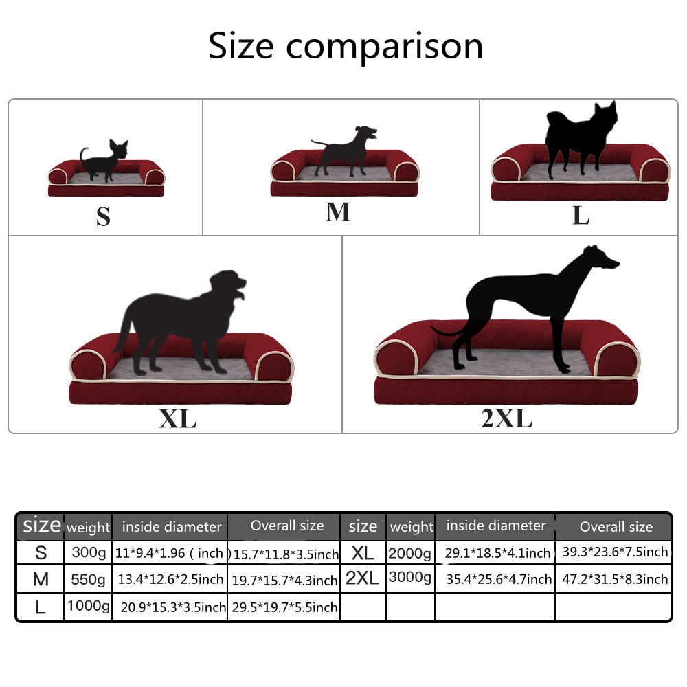 KDG PET Orthopedic Dog Bed Waterproof Pet Sofa with Removable Washable Cover，  Bolster Dog Couch for Extra Large Dogs up to100 lbs Grey