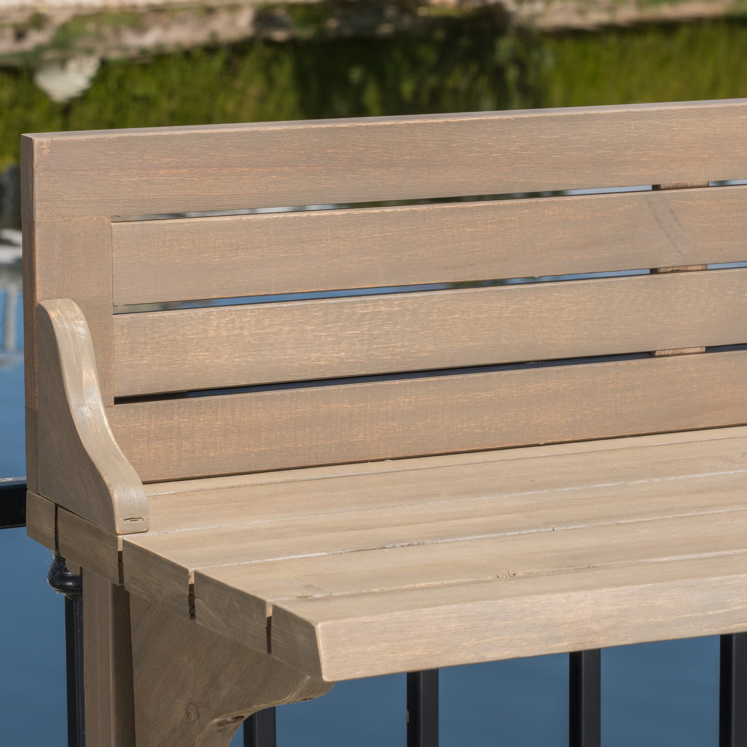 Pensacola Outdoor Acacia Wood Balcony Bar Table