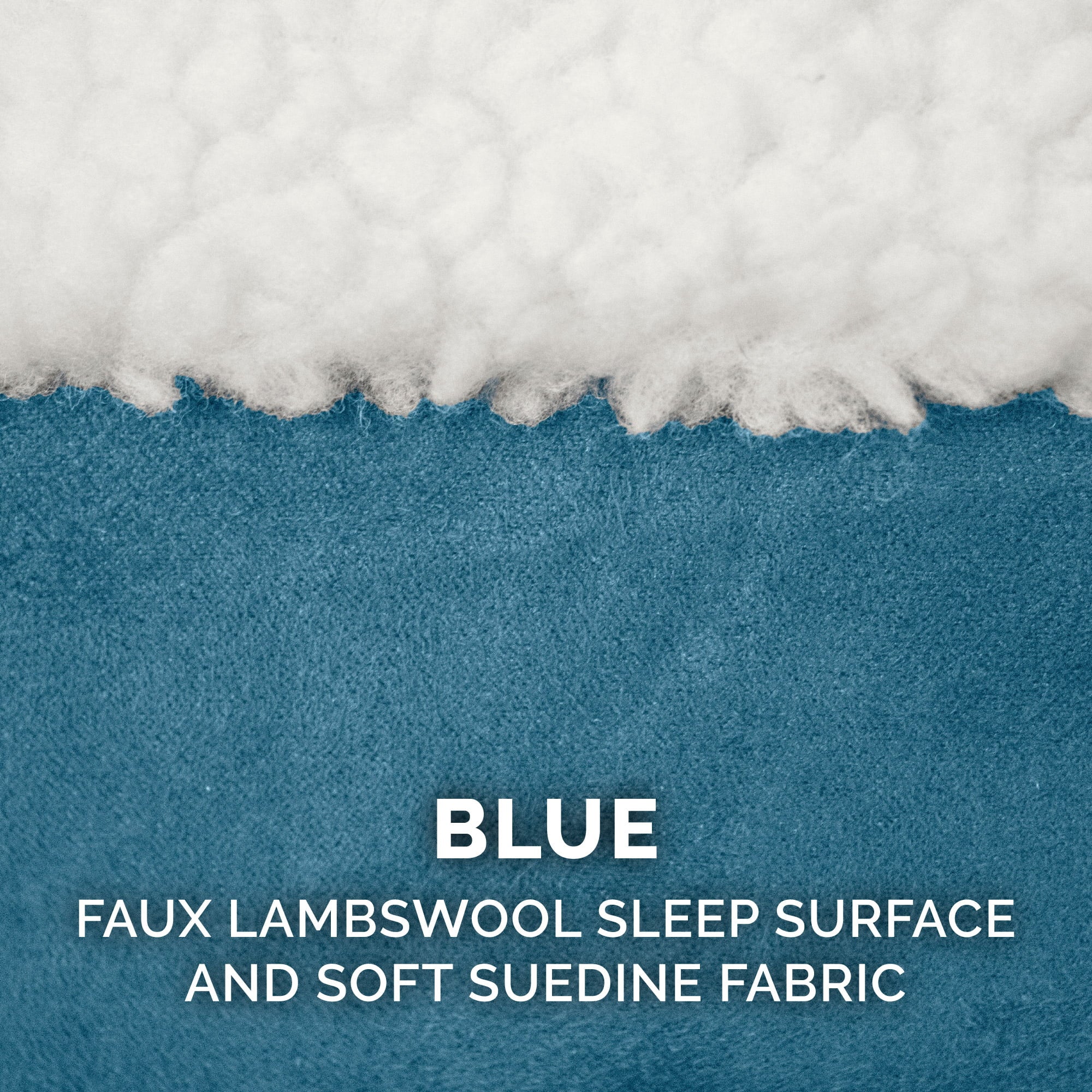 FurHaven Pet Products Orthopedic Faux Sheepskin Snuggery Burrow Pet Bed for Dogs and Cats， Blue， 44