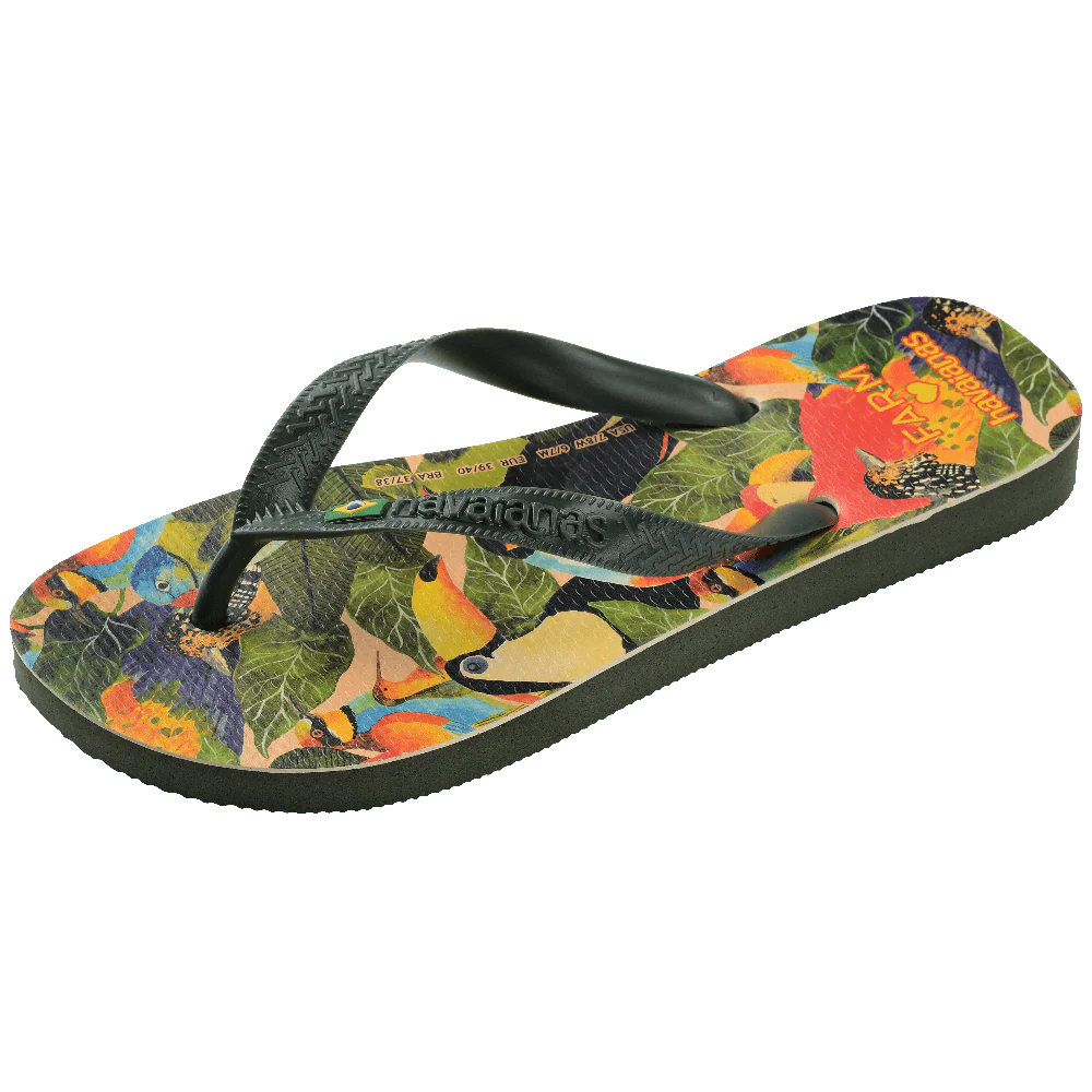 Chinelo Havaianas Farm Folhagens De Pássaros