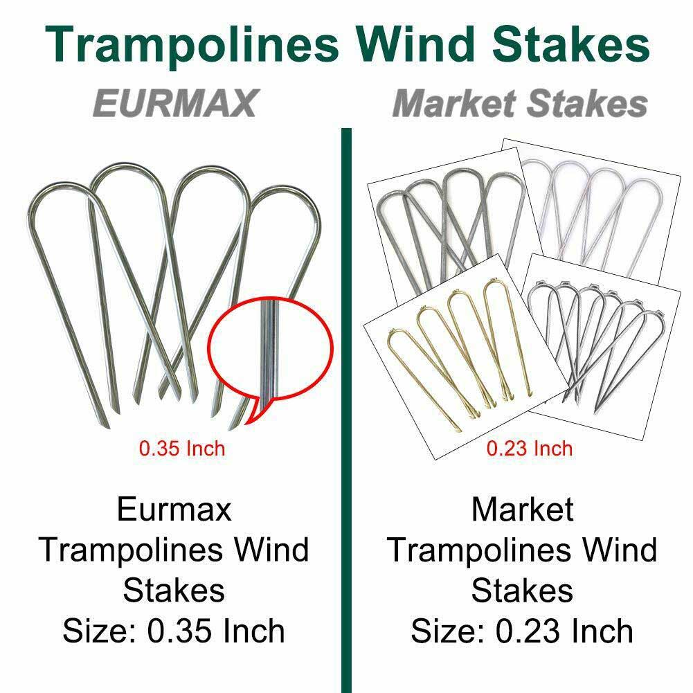 Eurmax Heavy Duty Trampoline Parts Spring Wind Stakes， Universal Trampoline Corkscrew Shape Stakes，Set of 4