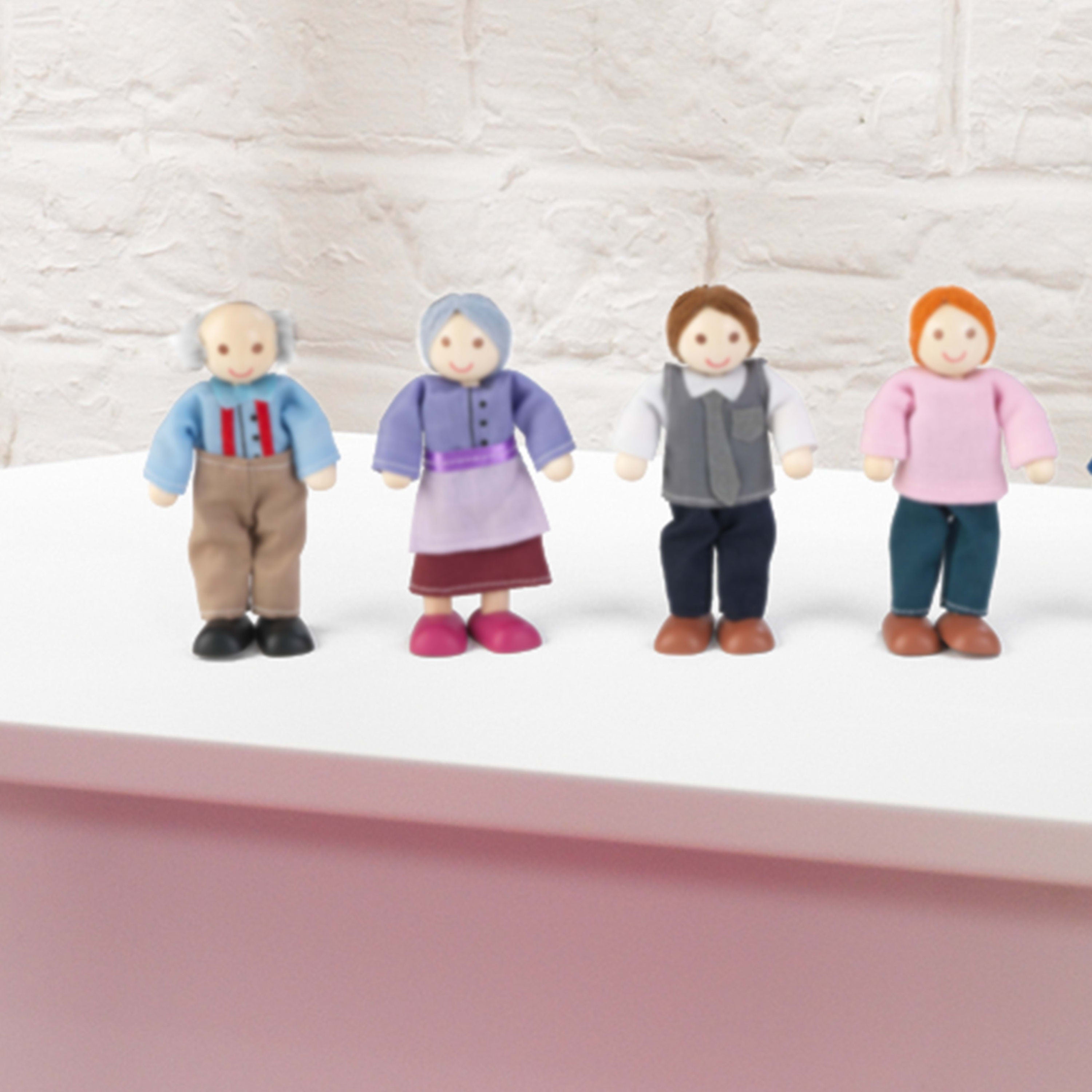 KidKraft 5" Wooden Poseable Doll Family of 7 - Caucasian