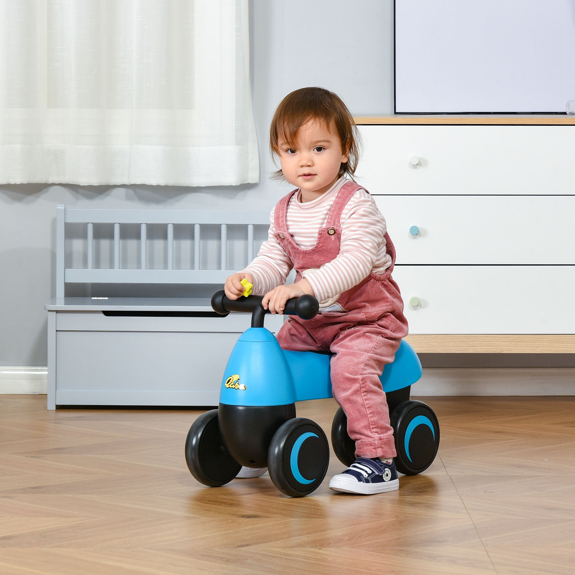 Qaba Sliding Toy Blue Walking Bike Foot-to-Floor Ride-On