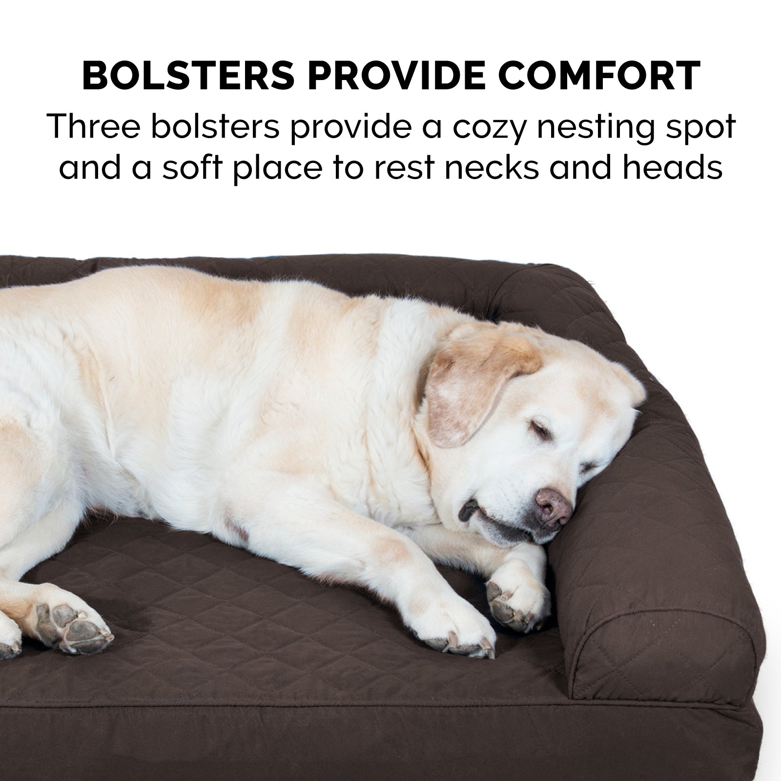 FurHaven | Orthopedic Quilted Sofa Pet Bed for Dogs and Cats， Coffee， Large