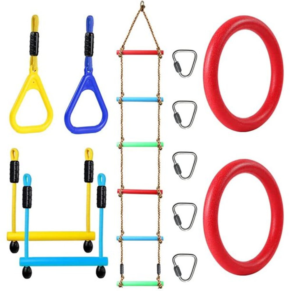 Obstacle Course for Kids， Gentle Booms Ninja Warrior Obstacle Course Accessories Gymnastic Rings Monkey Bar Climbing Rope Ladder Playground Equipment for Kids
