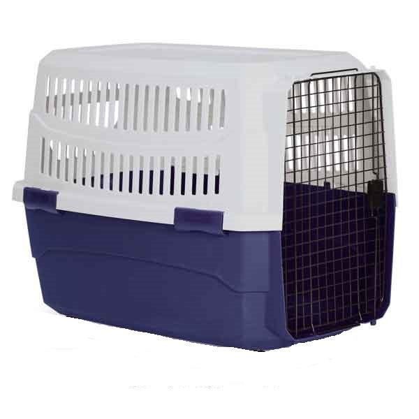 Pet Travel Crate Heavy Duty Plastic Blue Grey Secure Dog Cage Airline Approved (Medium)