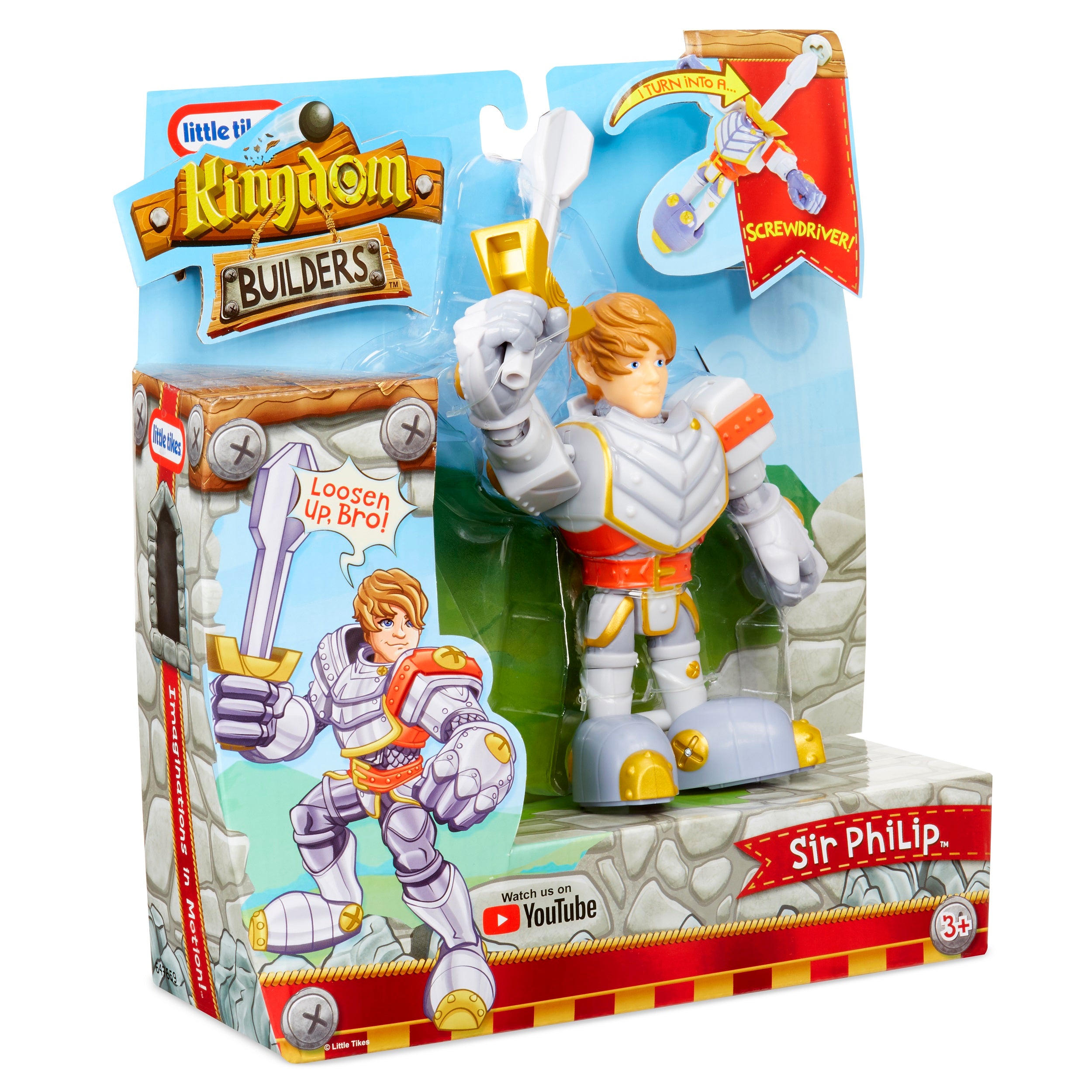 Little Tikes Kingdom Builders Sir Phillip Action Figure， Transforms into Screwdriver- For Kids Boys Girls Ages 3 4 5+
