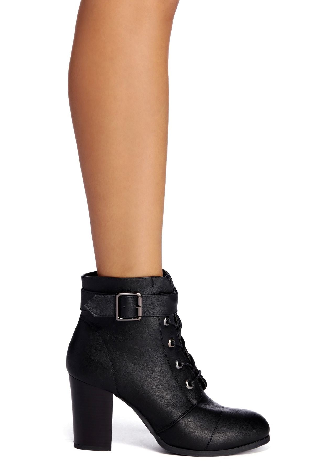 Lace Up And Buckle Booties