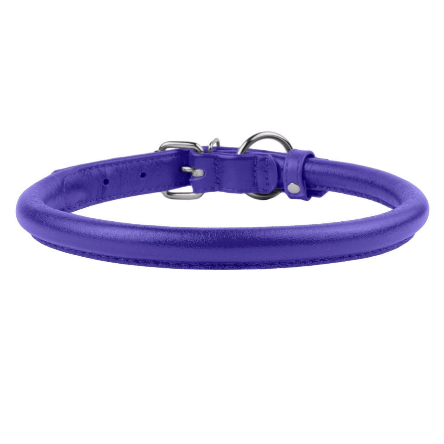 CollarDirect Rolled Leather Dog Collar for Small Dogs， Purple