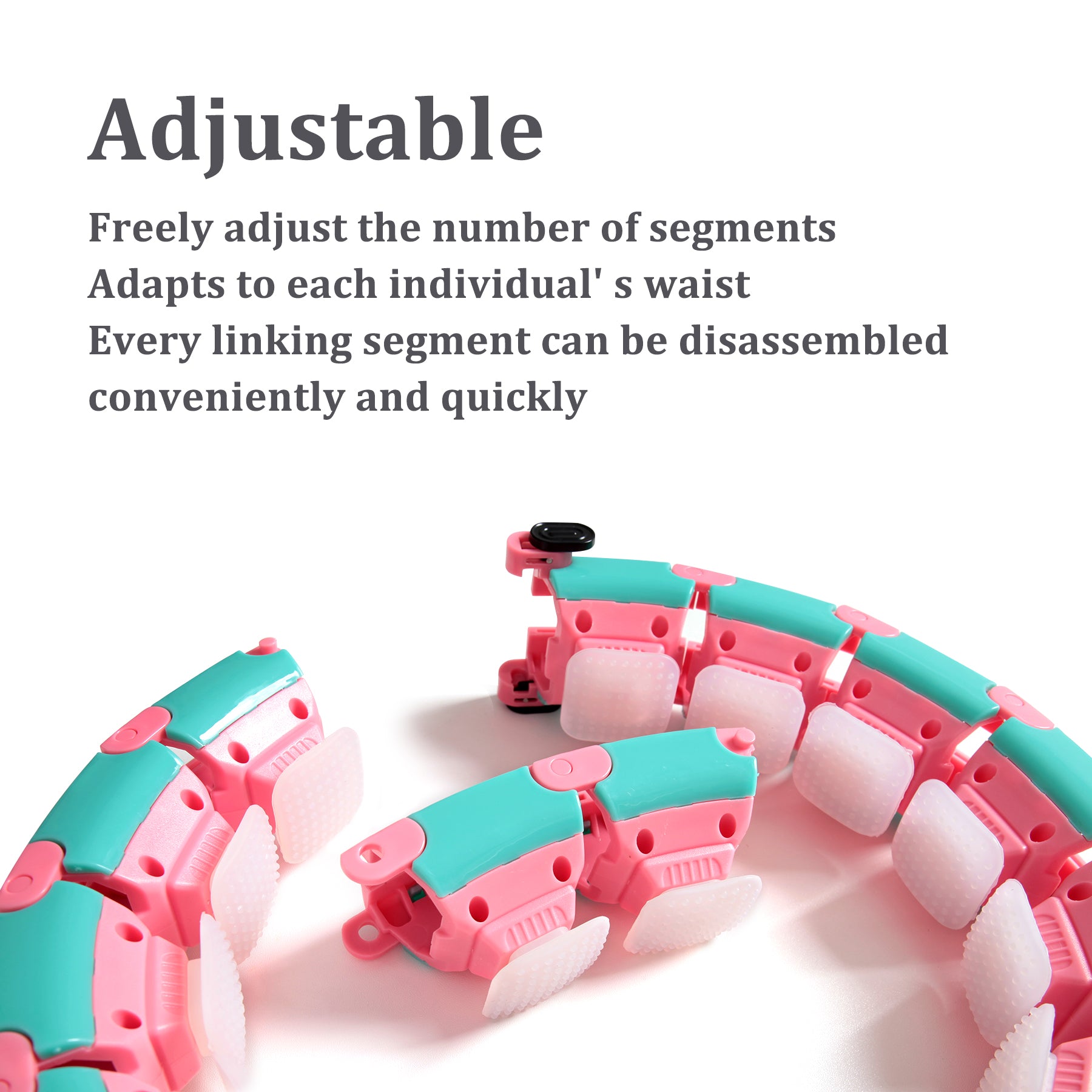 DOTSOG Weighted Intelligent Hula Hoop for Adults Beginners Won‘t Fall， Abdomen Fitness Increase Beauty， Fit Ness Weight Loss and Massage， 24 Knots Detachable PinkandGreen