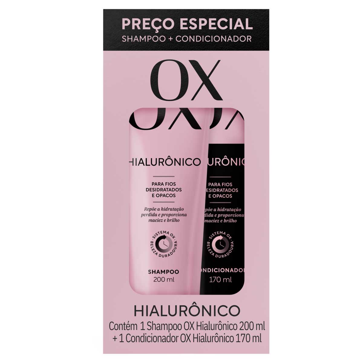 Kit Shampoo 200ml + Condicionador 170ml OX Cosmeticos Hialuronico