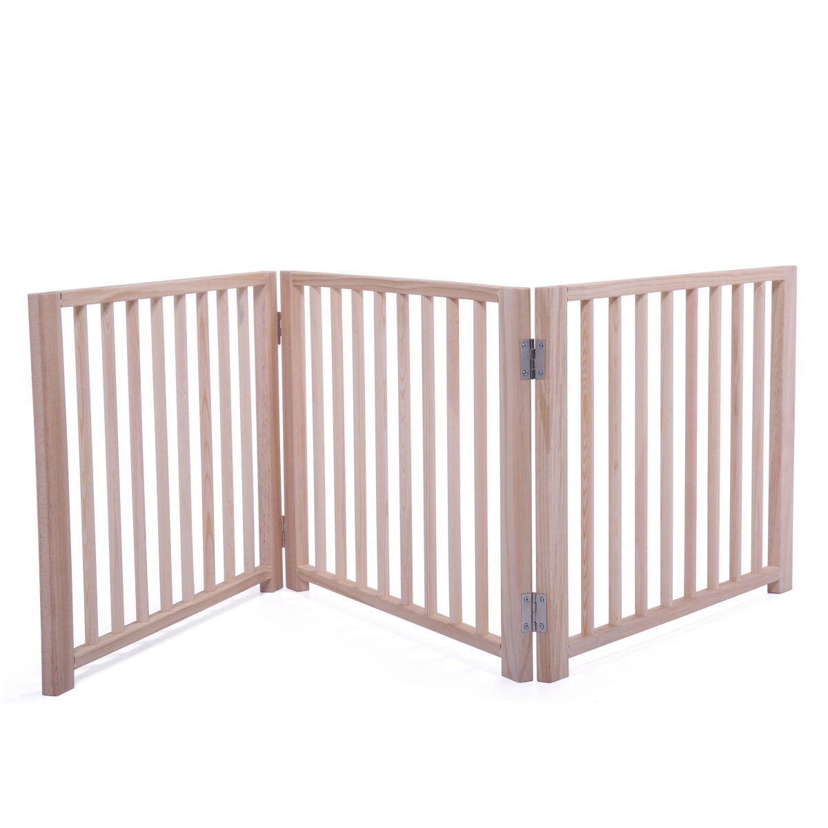 Eccomum 3-Piece Adjustable Solid Wood Construction Pet Fence Free Standing Small puppy Gate for indoor