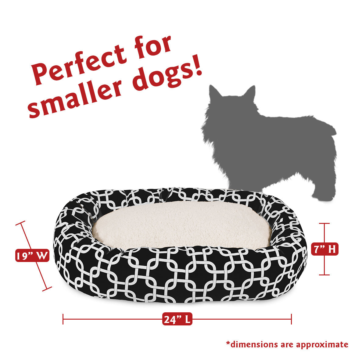 Majestic Pet | Links Sherpa Bagel Pet Bed For Dogs， Black， Small
